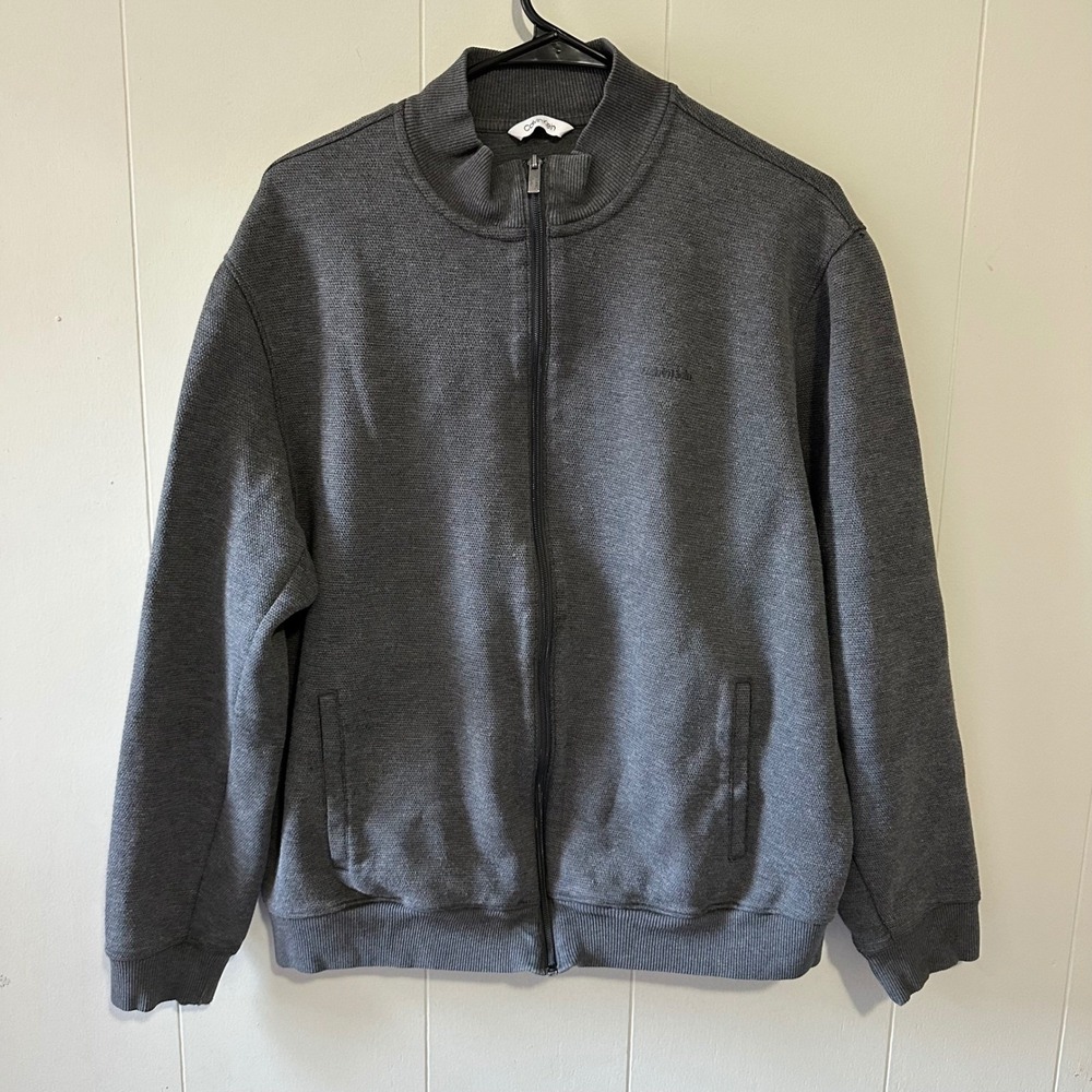 Calvin Klein Charcoal Gray Full-Zip Sweatshirt Jacket